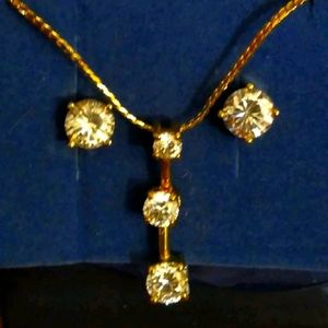 Women's CZ Necklace and Earring Set